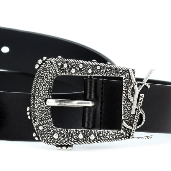 YSL Black Leather Belt (xs)